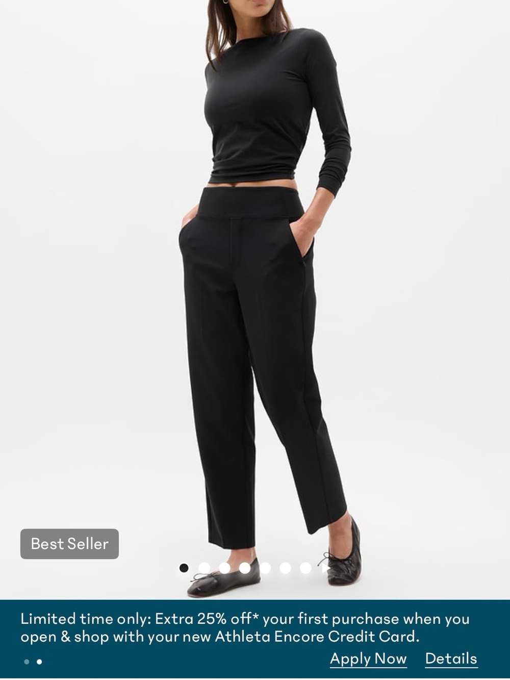 Athleta Black Cropped High-Rise Tailored Pants